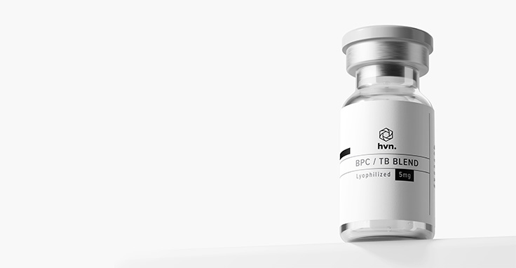 New Hvn Biosciences Research Liquid Branding Modern and minimal research liquid bottle laying next to product box